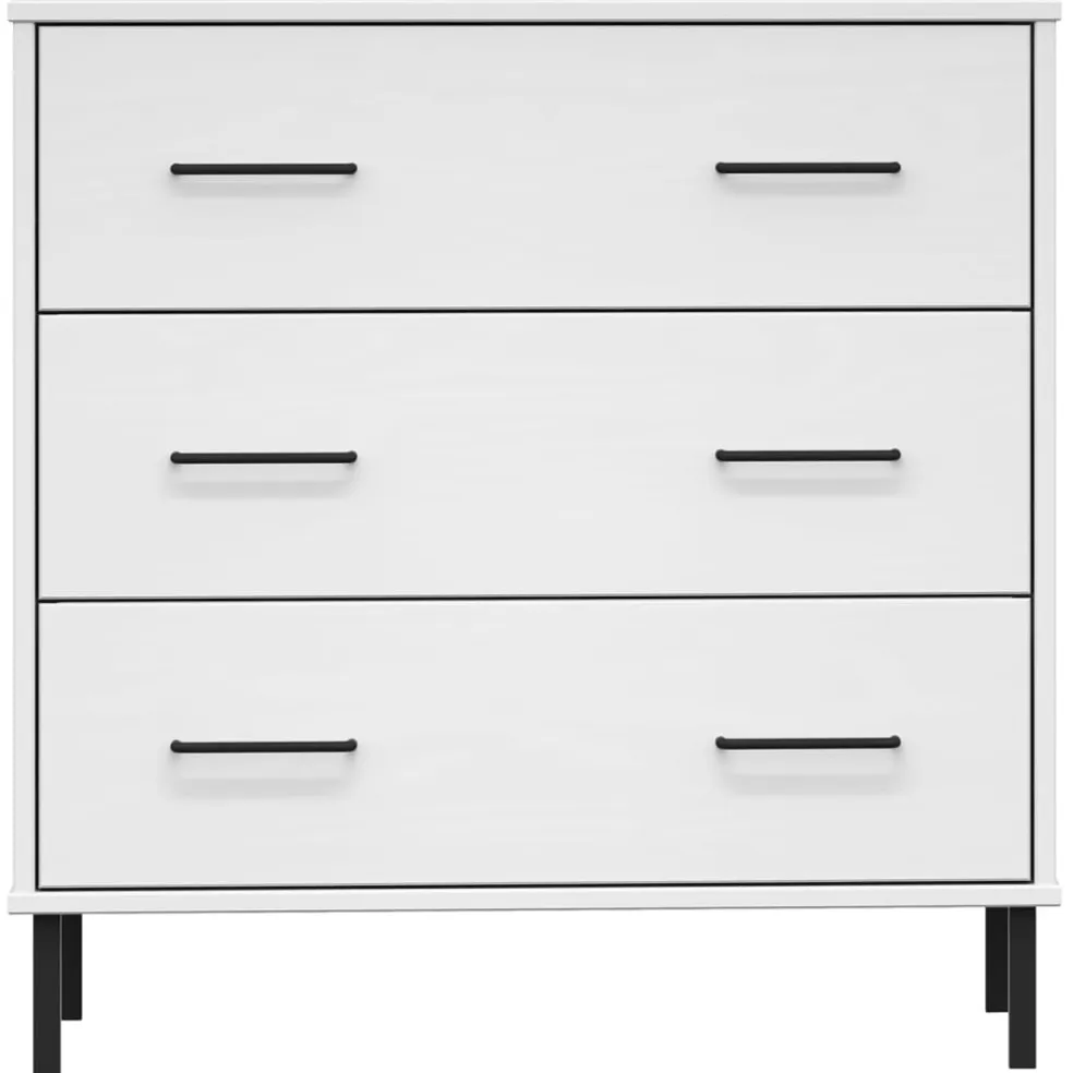 vidaXL Dressoir met 3 lades OSLO 77x40x79,5 cm massief hout wit