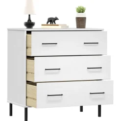 vidaXL Dressoir met 3 lades OSLO 77x40x79,5 cm massief hout wit