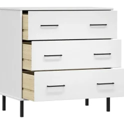 vidaXL Dressoir met 3 lades OSLO 77x40x79,5 cm massief hout wit