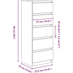 vidaXL Dressoir met lades 37,5x35x99 cm spaanplaat grijs Sonoma