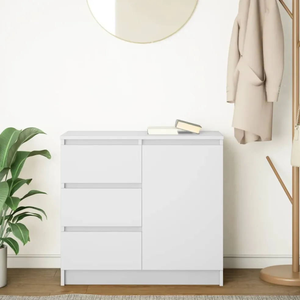 vidaXL Dressoir met lade 71x35x65 cm spaanplaat wit