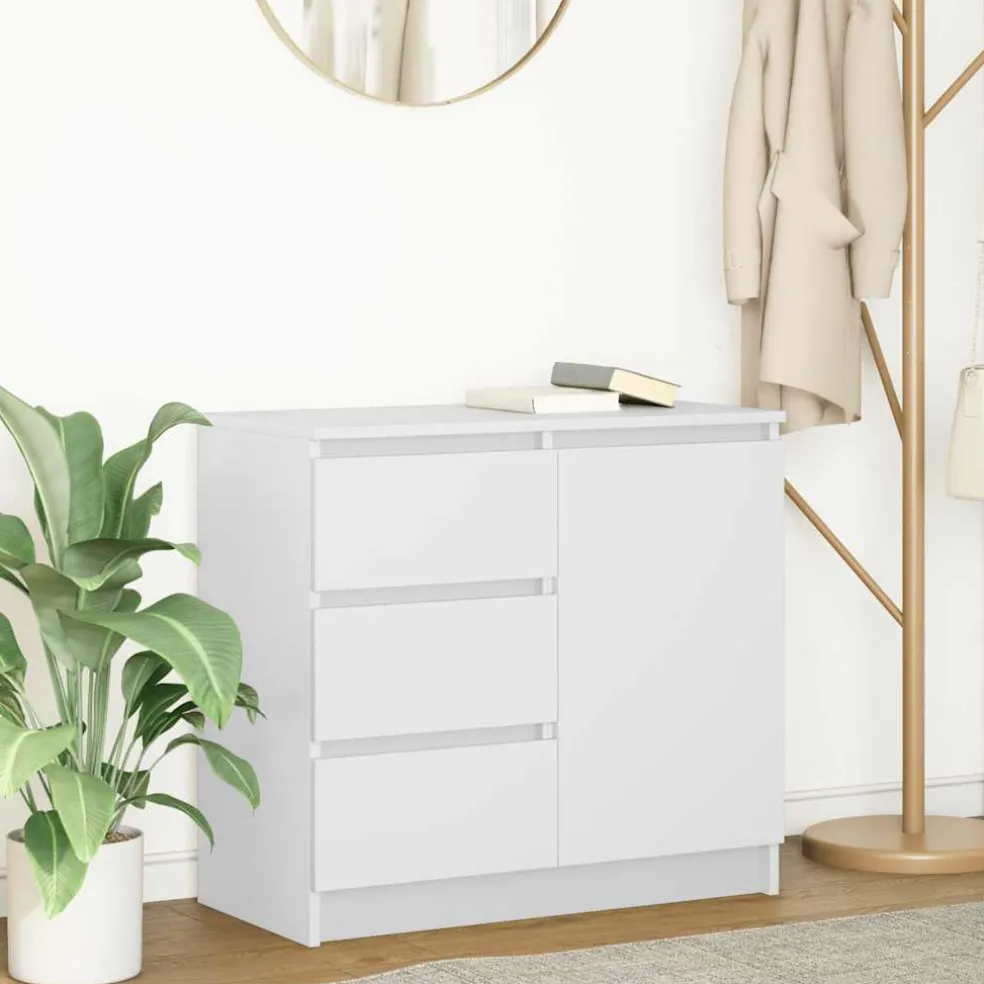 vidaXL Dressoir met lade 71x35x65 cm spaanplaat wit