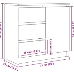 vidaXL Dressoir met lade 71x35x65 cm spaanplaat wit
