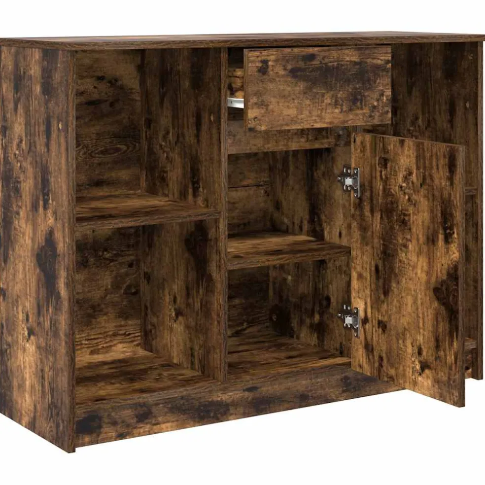 vidaXL Dressoir met lade 101x35x76 cm spaanplaat gerookt eikenkleurig