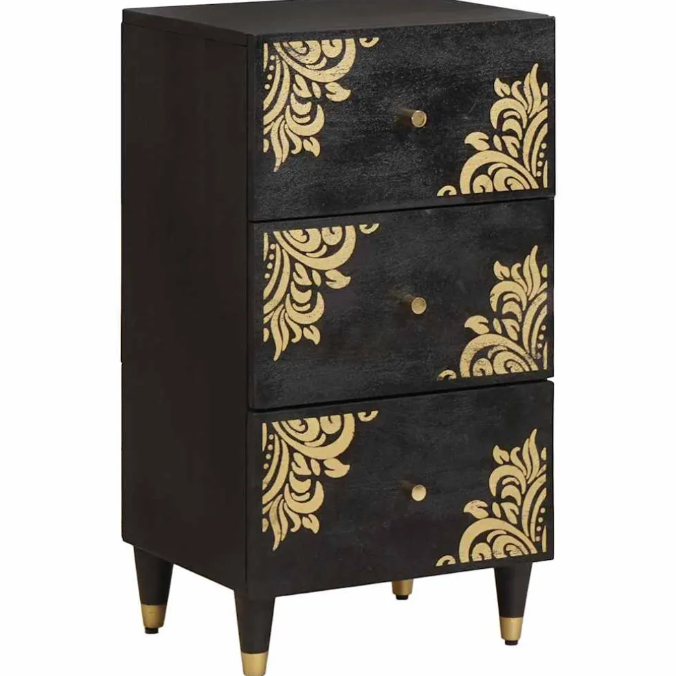 vidaXL Dressoir met lade Zwart 40 x 33 x 75 cm Massief Mango Hout
