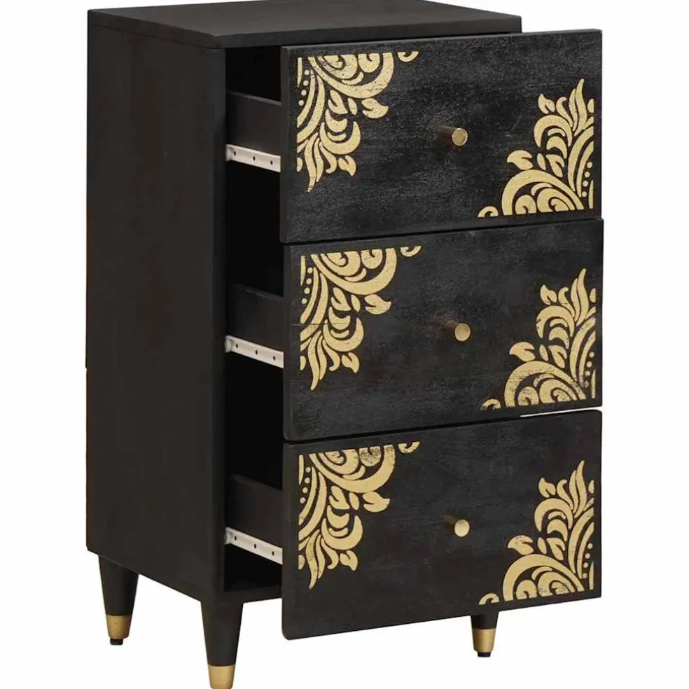 vidaXL Dressoir met lade Zwart 40 x 33 x 75 cm Massief Mango Hout