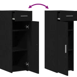 vidaXL Dressoir met lade Zwart Eiken 30 x 42,5 x 93 cm
