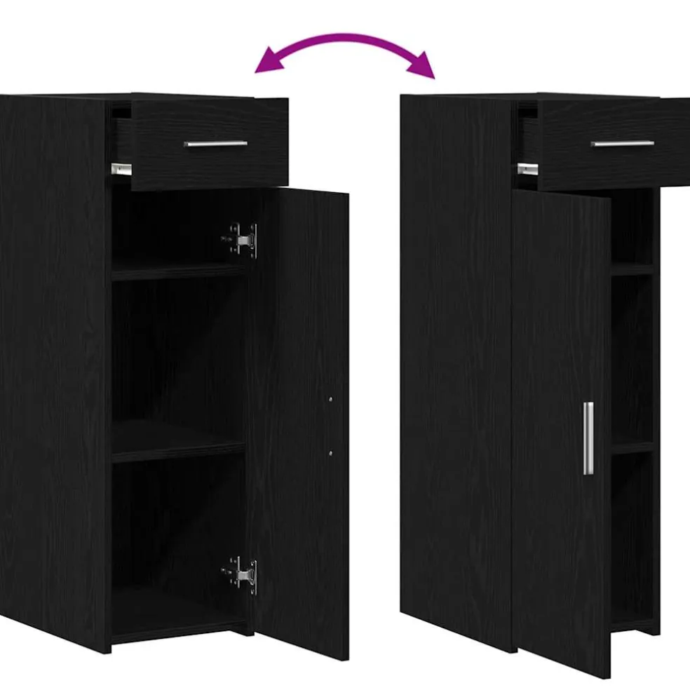 vidaXL Dressoir met lade Zwart Eiken 30 x 42,5 x 93 cm