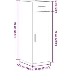 vidaXL Dressoir met lade Zwart Eiken 30 x 42,5 x 93 cm