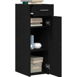 vidaXL Dressoir met lade Zwart Eiken 30 x 42,5 x 93 cm