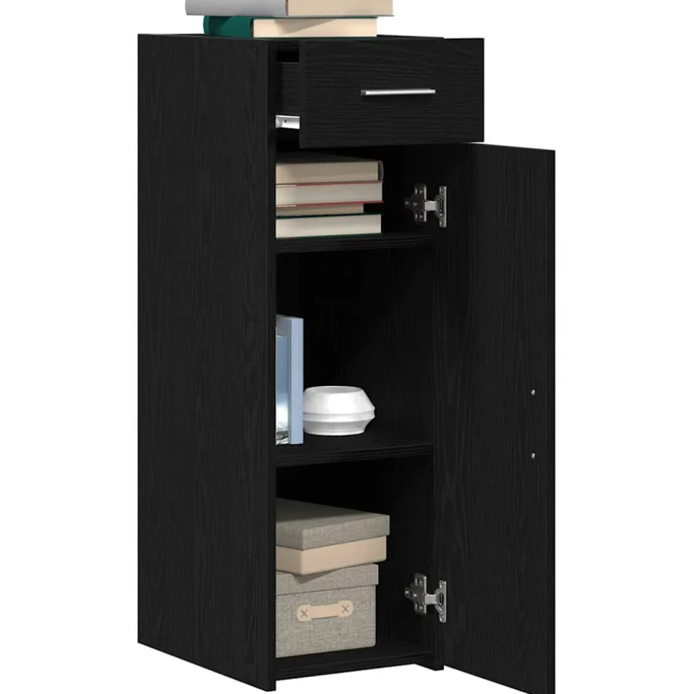 vidaXL Dressoir met lade Zwart Eiken 30 x 42,5 x 93 cm