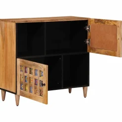 vidaXL Dressoir met opslag Naturel 80 x 33 x 75 cm Massief Mango Hout