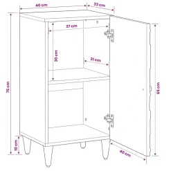 vidaXL Dressoir met opslag Wit 40 x 33,5 x 75 cm Massief Mango Hout