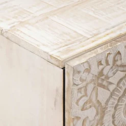 vidaXL Dressoir met opslag Wit 40 x 33,5 x 75 cm Massief Mango Hout
