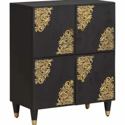 vidaXL Dressoir met plank Zwart 60 x 33 x 75 cm Massief Mango Hout