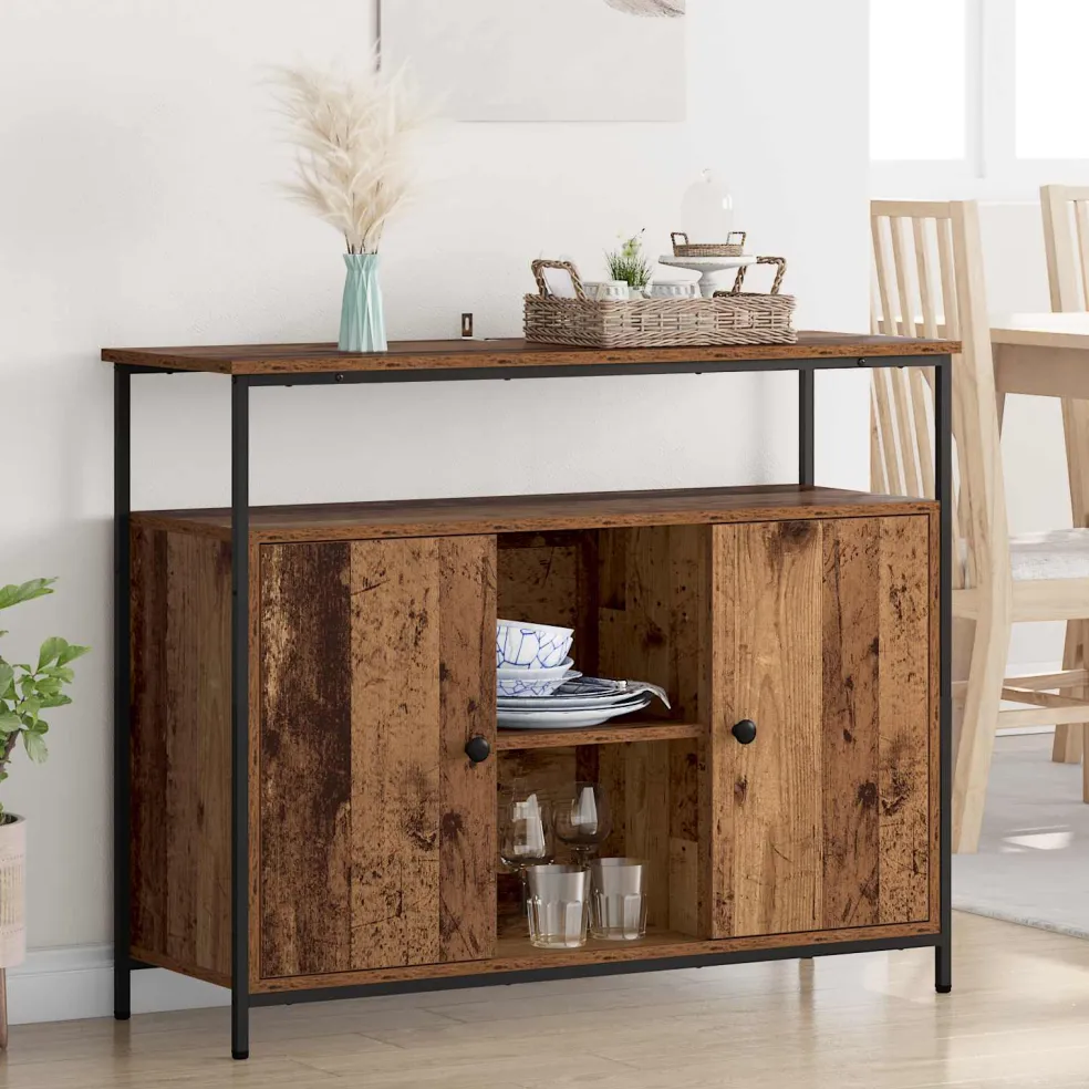 vidaXL Dressoir Oud Hout 100 x 35 x 80 cm Bewerkt hout