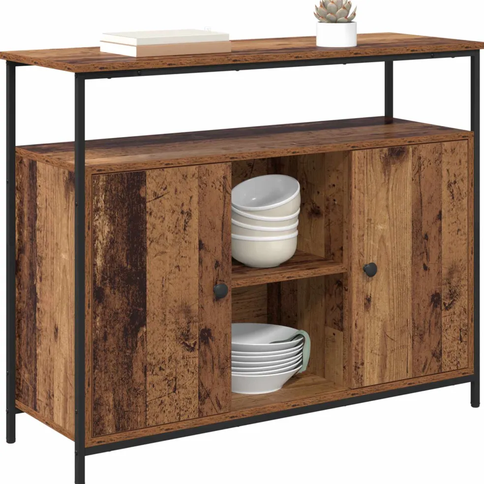 vidaXL Dressoir Oud Hout 100 x 35 x 80 cm Bewerkt hout