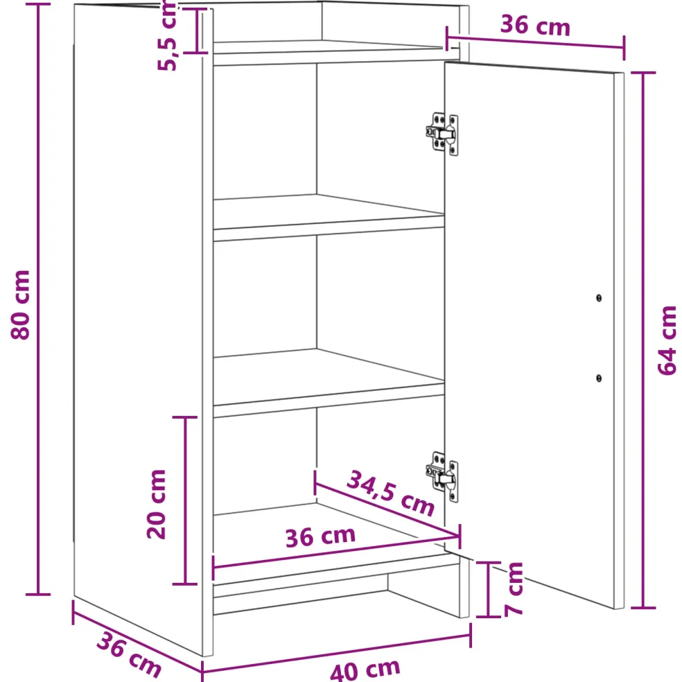 vidaXL Dressoir Oud hout 40 x 36 x 80 cm Bewerkt hout