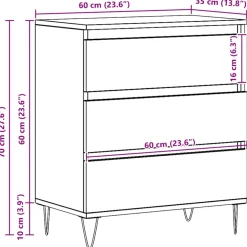 vidaXL Dressoir Oudhout 60 x 35 x 70 cm Bewerkt hout