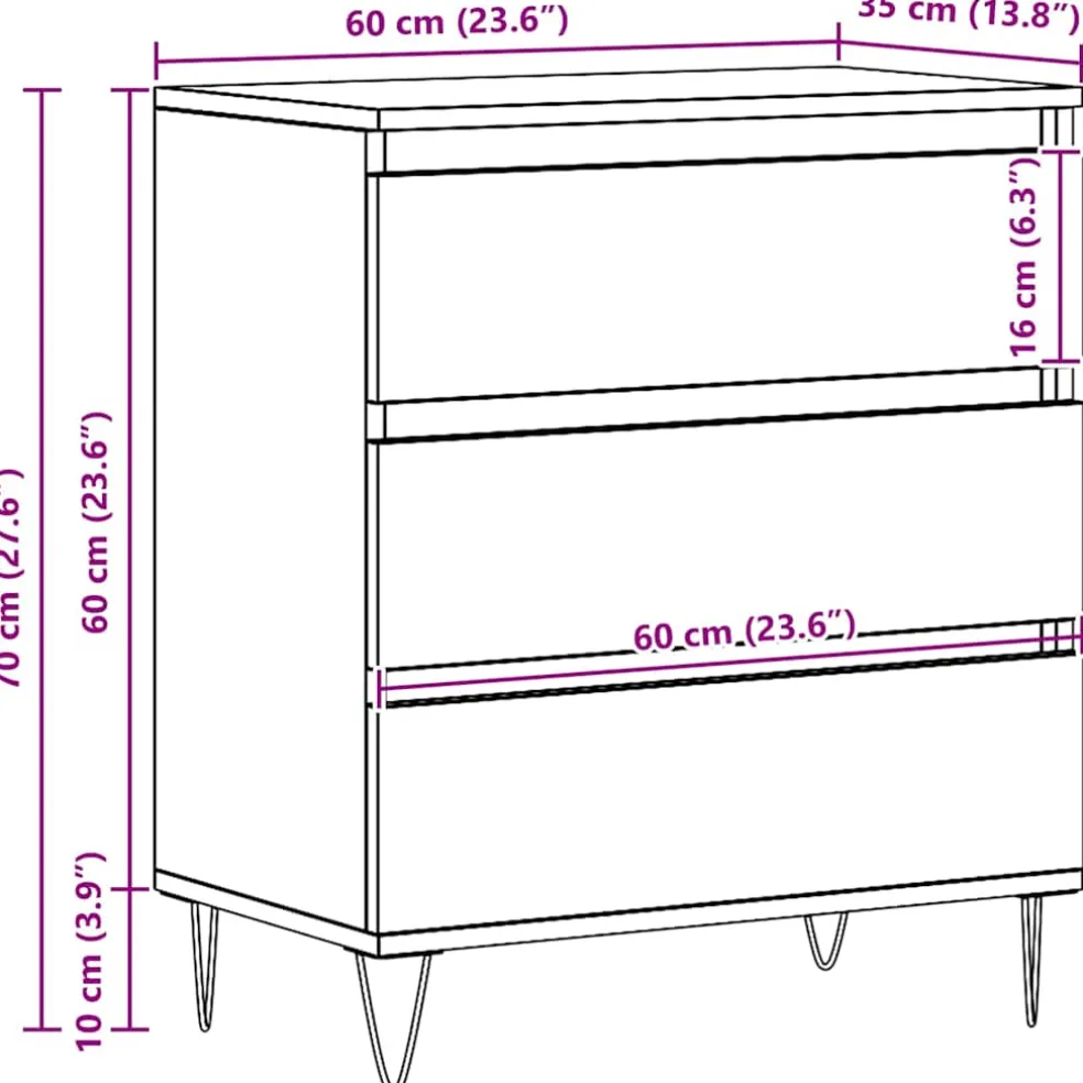 vidaXL Dressoir Oudhout 60 x 35 x 70 cm Bewerkt hout