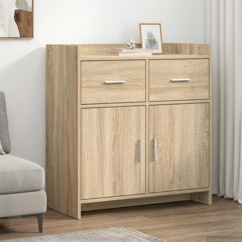 vidaXL Dressoir Sonoma Eiken 75 x 36 x 80 cm Bewerkt hout