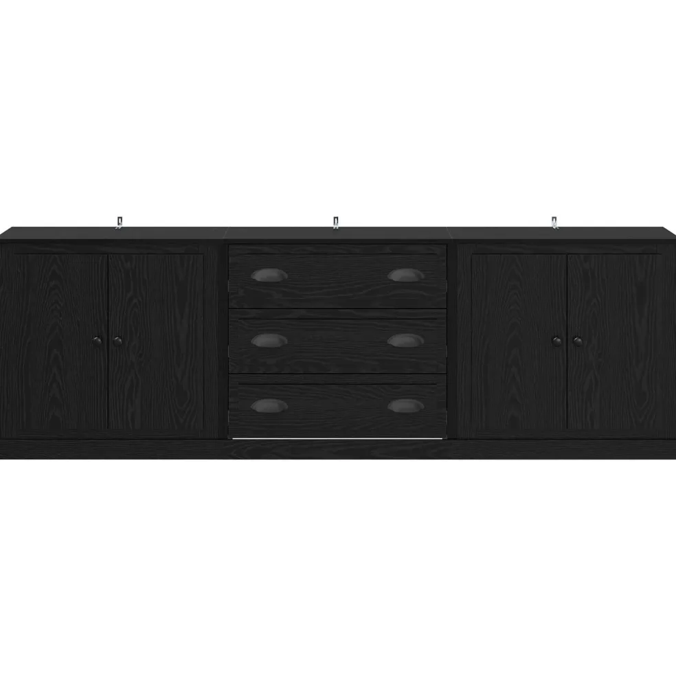 vidaXL Dressoirs 3 st Zwart eiken 210 x 35,5 x 67,5 cm Bewerkt hout