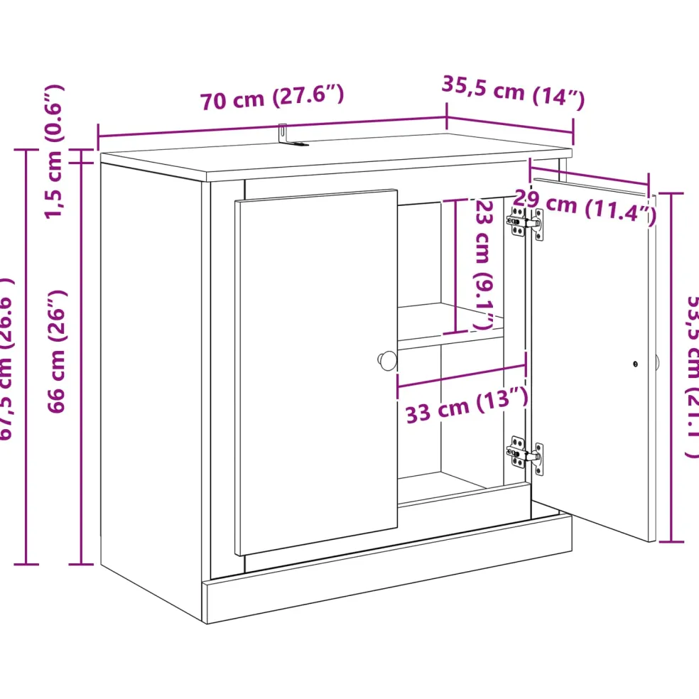 vidaXL Dressoirs 3 st Zwart eiken 210 x 35,5 x 67,5 cm Bewerkt hout