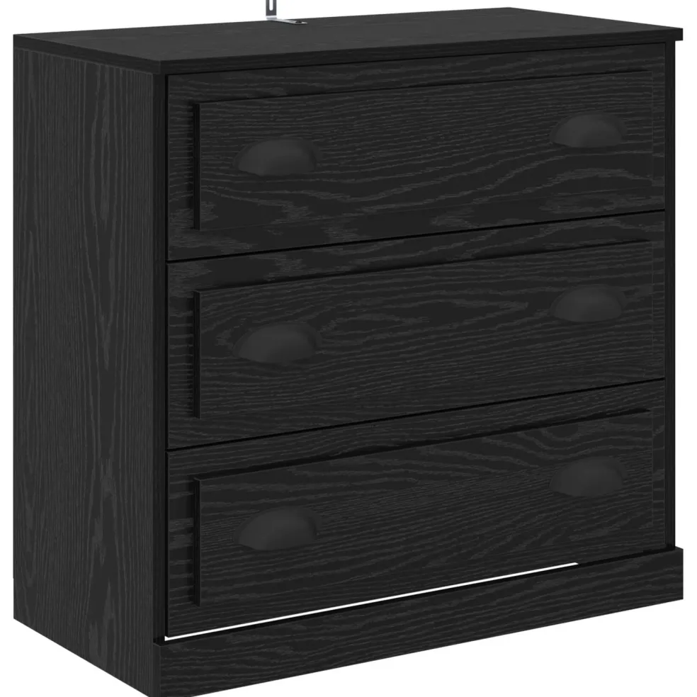 vidaXL Dressoirs 3 st Zwart eiken 210 x 35,5 x 67,5 cm Bewerkt hout