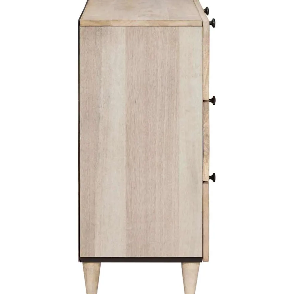vidaXL Dressoir 3 st 180 x 33,5 x 75 cm massief mangohout Wit