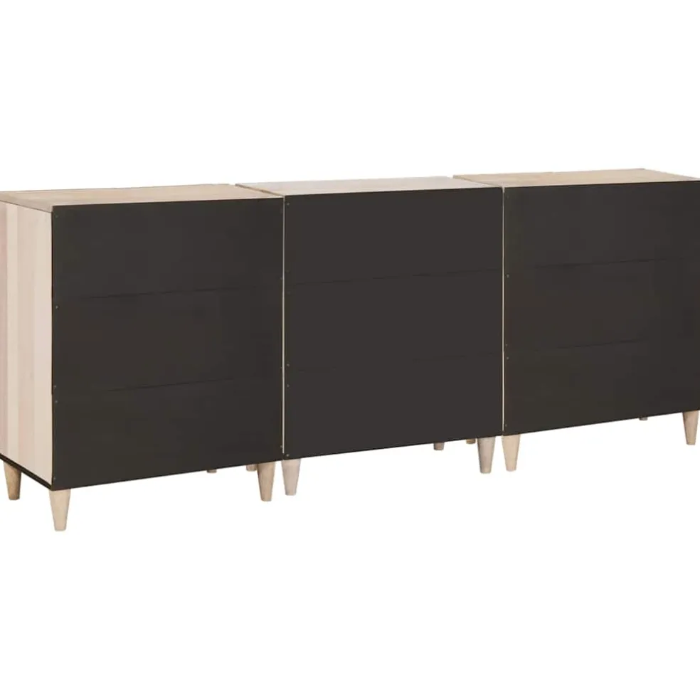 vidaXL Dressoir 3 st 180 x 33,5 x 75 cm massief mangohout Wit