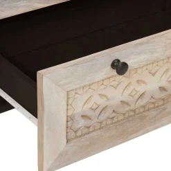 vidaXL Dressoir 3 st 180 x 33,5 x 75 cm massief mangohout Wit