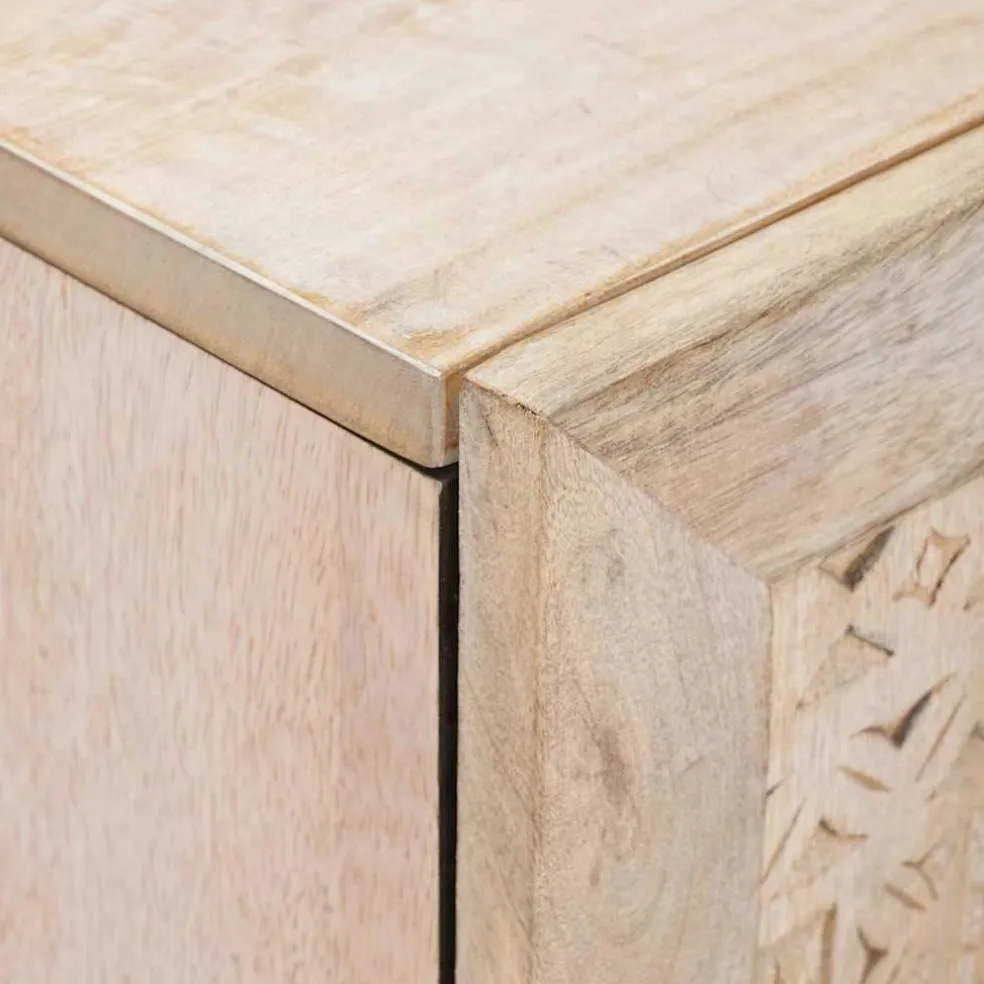vidaXL Dressoir 3 st 180 x 33,5 x 75 cm massief mangohout Wit