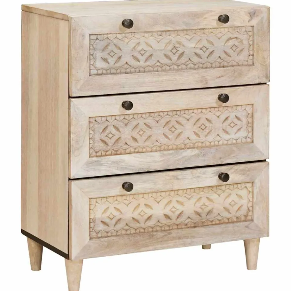 vidaXL Dressoir 3 st 180 x 33,5 x 75 cm massief mangohout Wit
