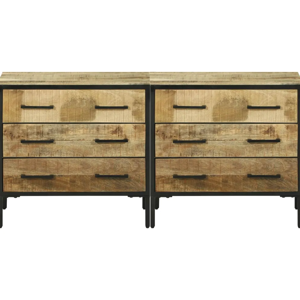 vidaXL Dressoirs 70 x 35 x 70 cm Bruin Massief ruw mangohout