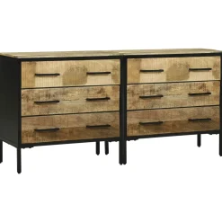vidaXL Dressoirs 70 x 35 x 70 cm Bruin Massief ruw mangohout