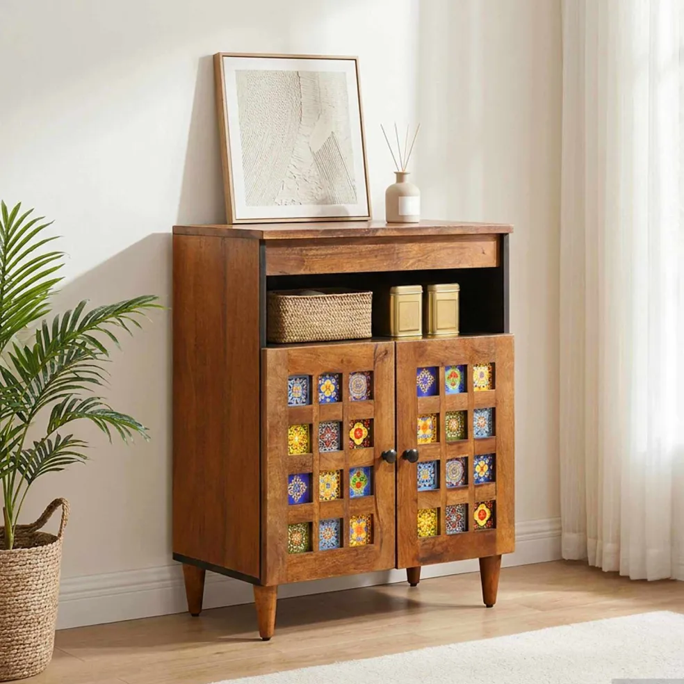 vidaXL Dressoir Walnotenhout 60 x 33 x 75 cm Massief Mango Hout