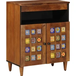vidaXL Dressoir Walnotenhout 60 x 33 x 75 cm Massief Mango Hout