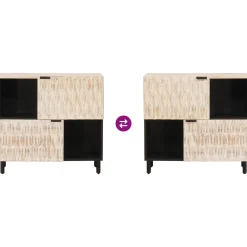 vidaXL Dressoir Witte Was Afwerking 80 x 33 x 75 cm Massief Mango Hout