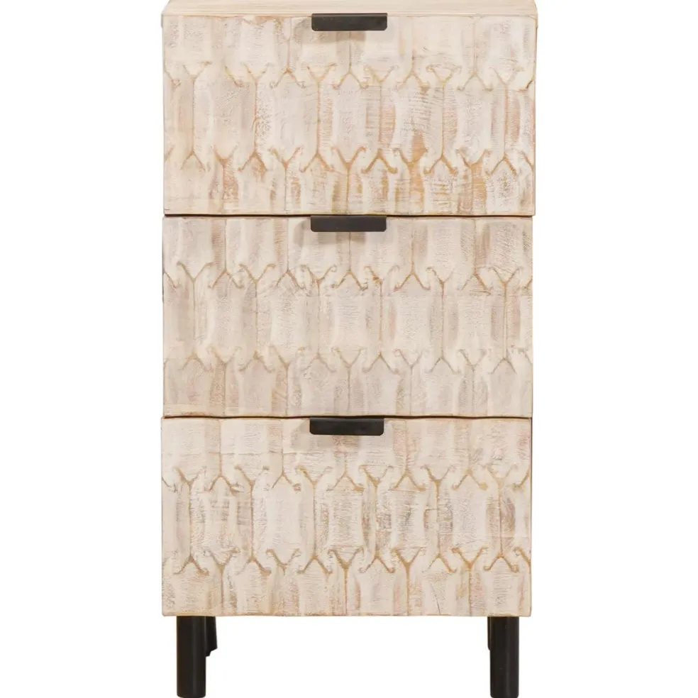 vidaXL Dressoir Witte Was Afwerking 40 x 33 x 75 cm Massief Mango Hout