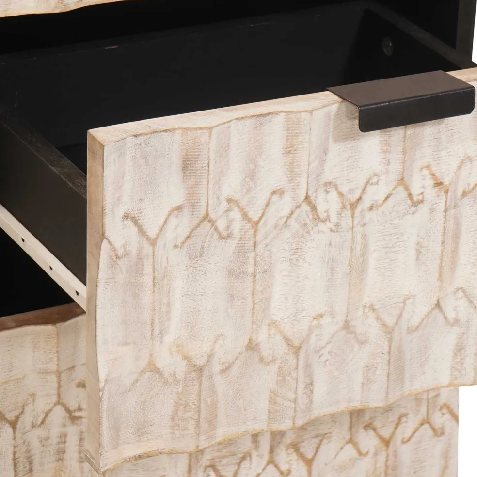 vidaXL Dressoir Witte Was Afwerking 40 x 33 x 75 cm Massief Mango Hout
