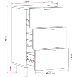 vidaXL Dressoir Witte Was Afwerking 40 x 33 x 75 cm Massief Mango Hout