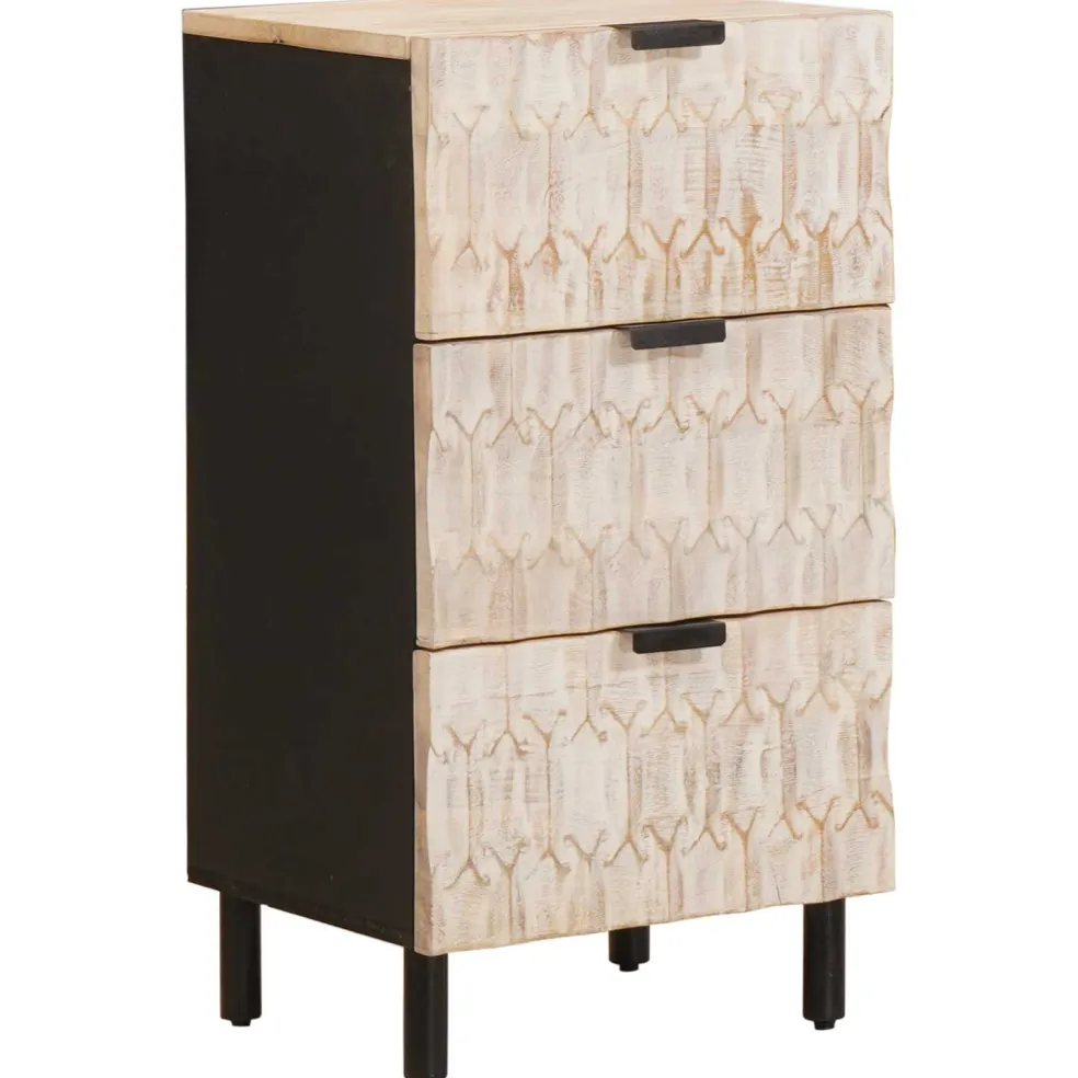 vidaXL Dressoir Witte Was Afwerking 40 x 33 x 75 cm Massief Mango Hout