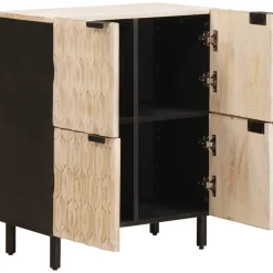 vidaXL Dressoir Witte Was Afwerking 60 x 33 x 75 cm Massief Mango Hout