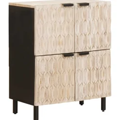 vidaXL Dressoir Witte Was Afwerking 60 x 33 x 75 cm Massief Mango Hout