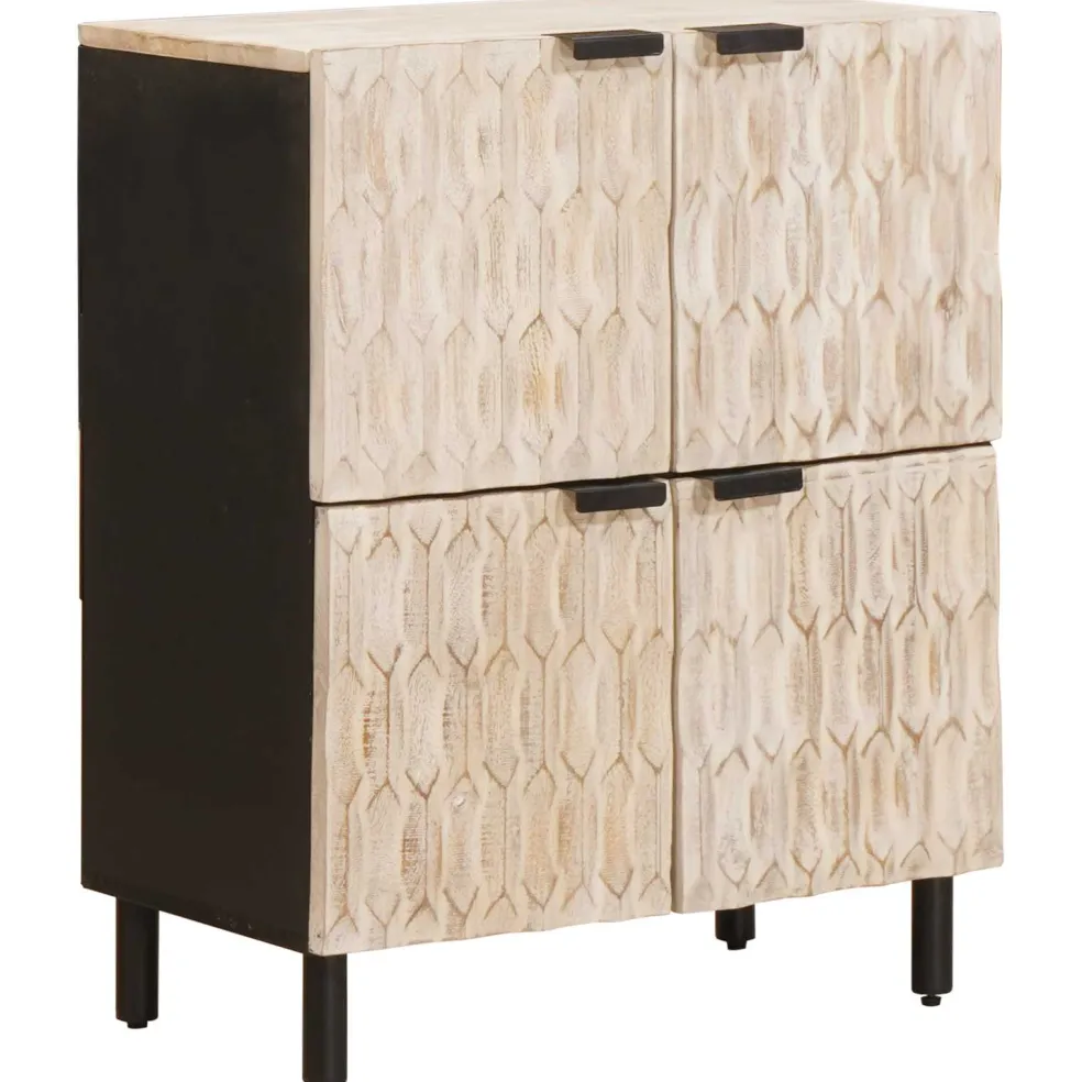 vidaXL Dressoir Witte Was Afwerking 60 x 33 x 75 cm Massief Mango Hout
