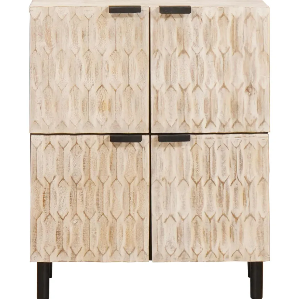vidaXL Dressoir Witte Was Afwerking 60 x 33 x 75 cm Massief Mango Hout
