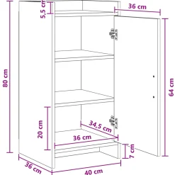 vidaXL Dressoir Wit 40 x 36 x 80 cm Bewerkt hout