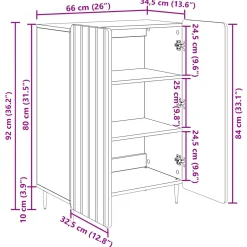 vidaXL Dressoir Wit 66 x 34,5 x 92 cm Bewerkt hout