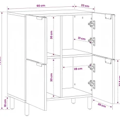 vidaXL Dressoir 60x33x75 cm bewerkt hout zwart