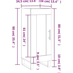 vidaXL Dressoir 34,5x34x90 cm bewerkt hout sonoma eiken